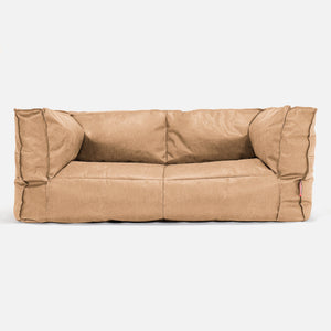 Sofa 2-osobowa pufa Albert - Postarzana skóra Miodowy