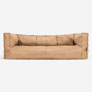 Sofa 3-osobowa pufa Albert - Postarzana skóra Miodowy