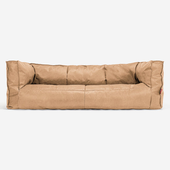 Sofa 3-osobowa pufa Albert - Postarzana skóra Miodowy 01
