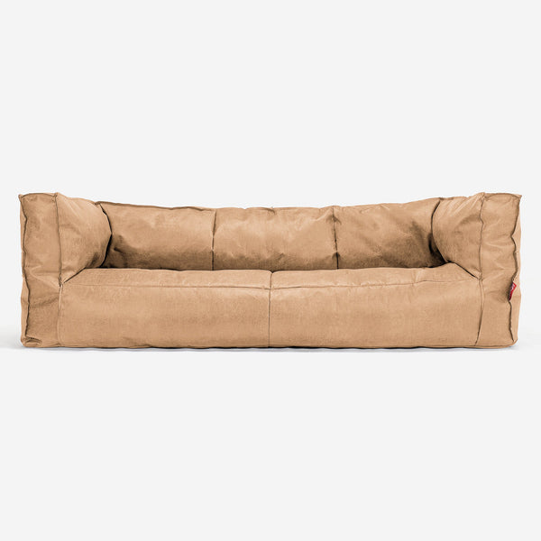 Sofa 3-osobowa pufa Albert - Postarzana skóra Miodowy 01