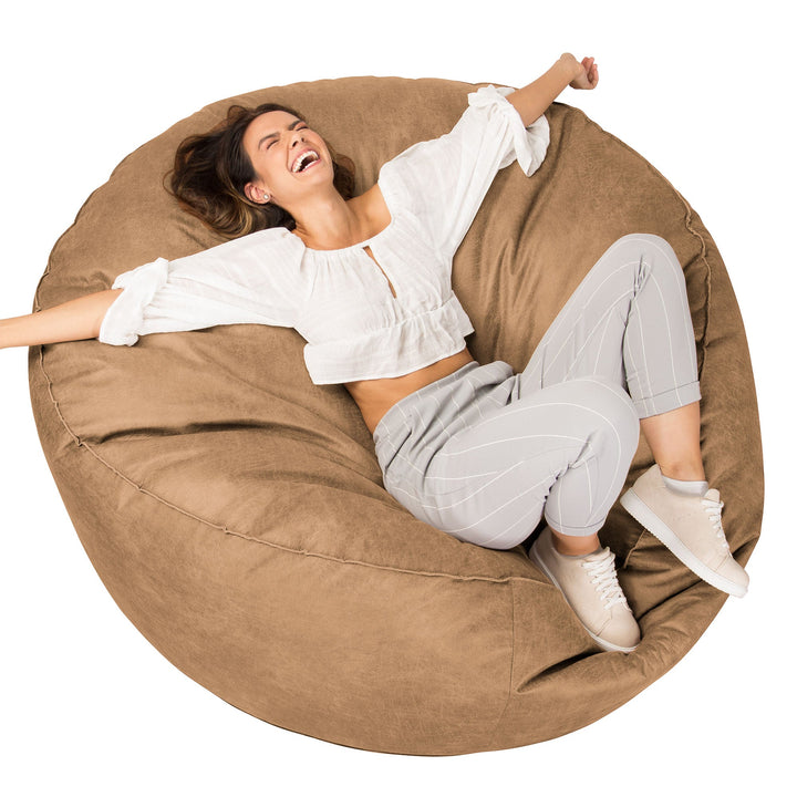 Sofa pufa XXL Mega Mammoth - Postarzana skóra Miodowy 01