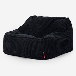 Pufa fotel Sloucher - Klasyczny sztruks Czerń