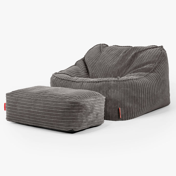 Pufa fotel Sloucher - Klasyczny sztruks Grafit szarość 02