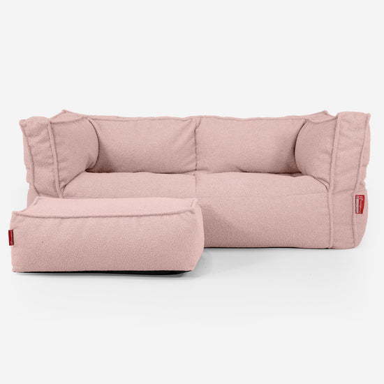 Sofa 2-osobowa pufa Albert - Boucle Róż_02