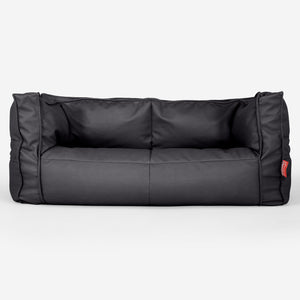 Sofa 2-osobowa pufa Albert - Skóra wegańska Czerń