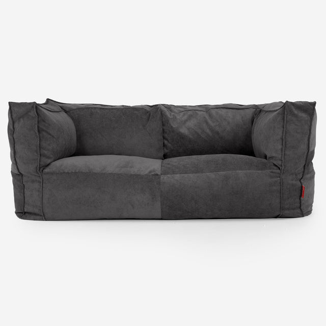 Sofa 2-osobowa pufa Albert - Sztruks wąski prążek Antracytowa szarość 01