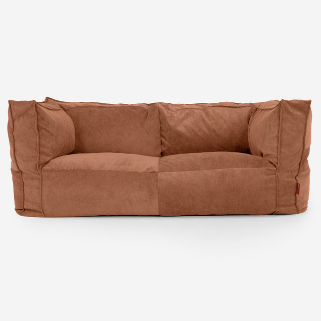 Sofa 2-osobowa pufa Albert - Sztruks wąski prążek Bursztyn 01