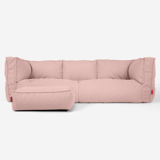 Sofa 3-osobowa pufa Albert - Boucle Róż_02