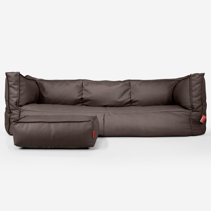 Sofa 3-osobowa pufa Albert - Skóra wegańska Czekolada 02