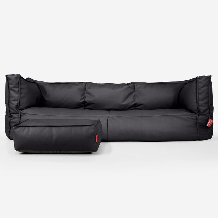 Sofa 3-osobowa pufa Albert - Skóra wegańska Czerń 02