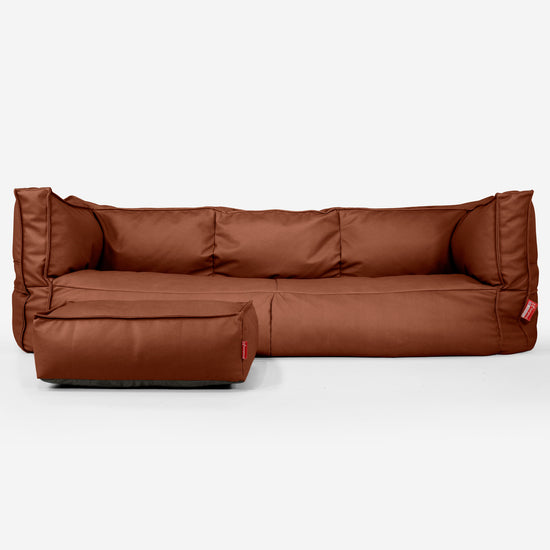 Sofa 3-osobowa pufa Albert - Skóra wegańska Kasztan 02
