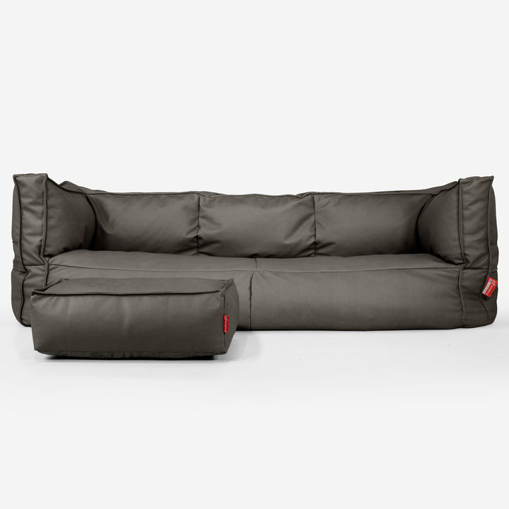 Sofa 3-osobowa pufa Albert - Skóra wegańska Szarość 02