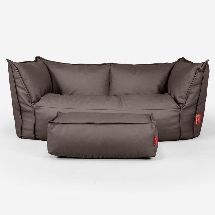 Sofa pufa Ruben - Skóra wegańska Czekolada 02