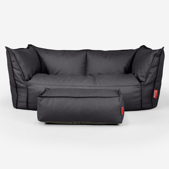 Sofa pufa Ruben - Skóra wegańska Czerń 02