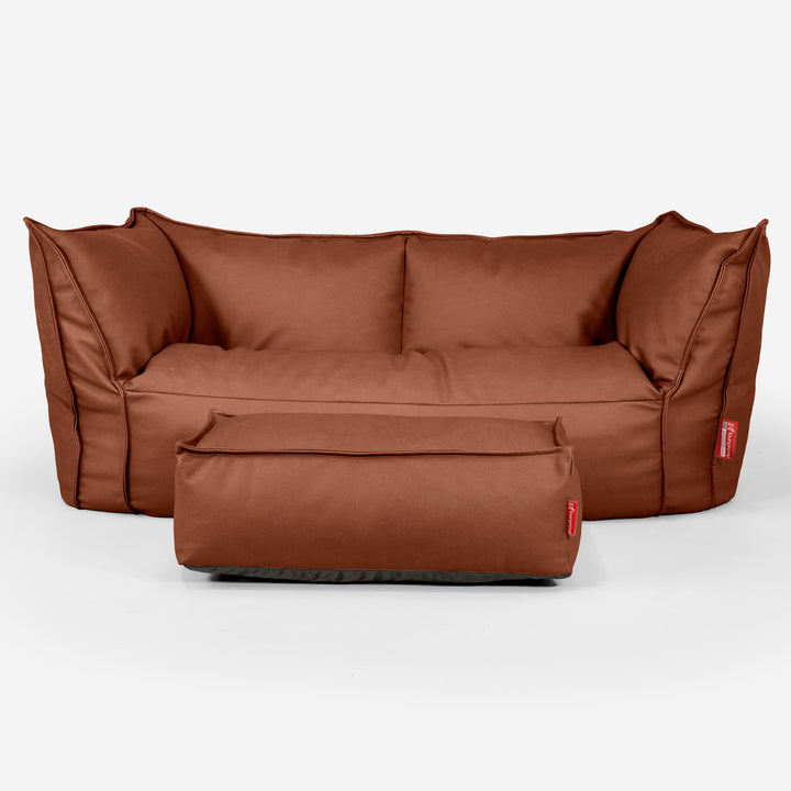 Sofa pufa Ruben - Skóra wegańska Kasztan 02