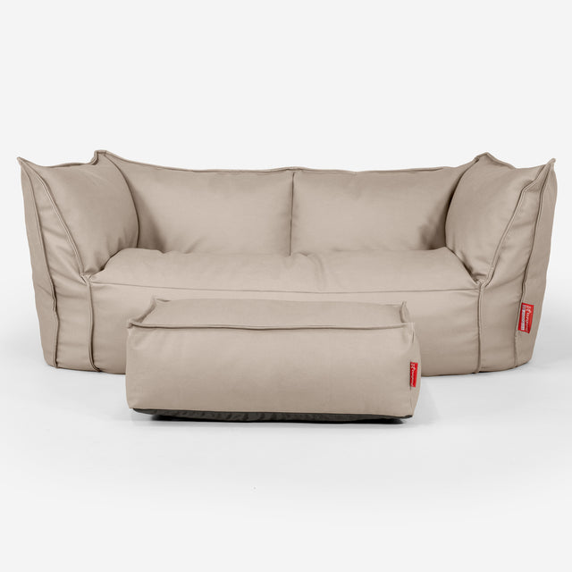 Sofa pufa Ruben - Skóra wegańska Kość słoniowa 02