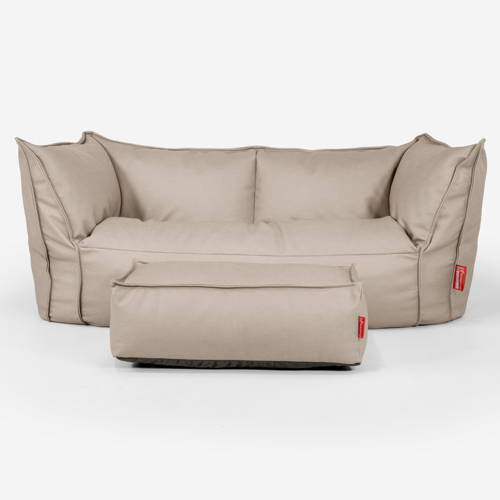 Sofa pufa Ruben - Skóra wegańska Kość słoniowa 02