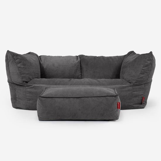 Sofa pufa Ruben - Sztruks wąski prążek Antracytowa szarość 02