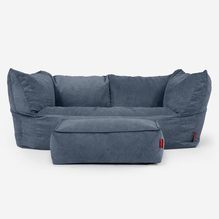 Sofa pufa Ruben - Sztruks wąski prążek Granat 02