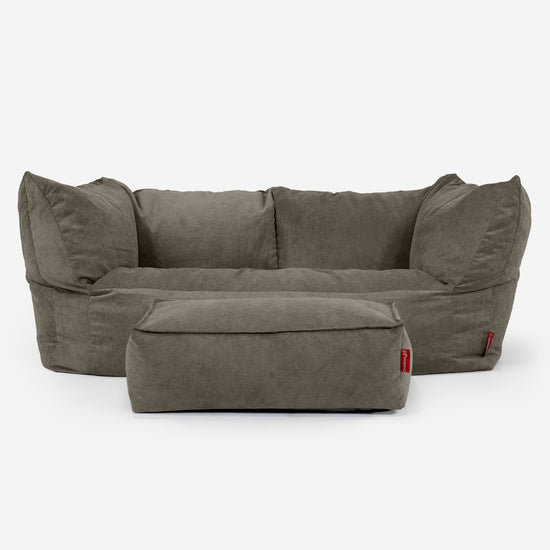 Sofa pufa Ruben - Sztruks wąski prążek Oliwka 02