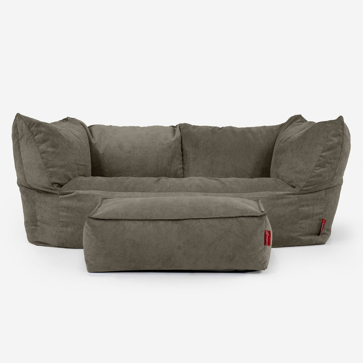 Sofa pufa Ruben - Sztruks wąski prążek Oliwka 02