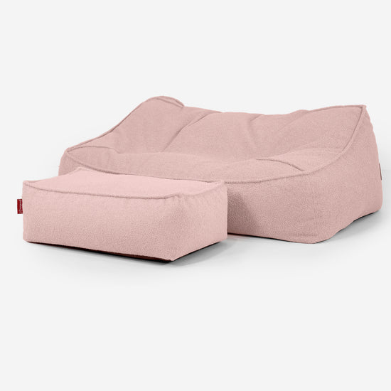 Sofa pufa Sloucher - Boucle Róż_02