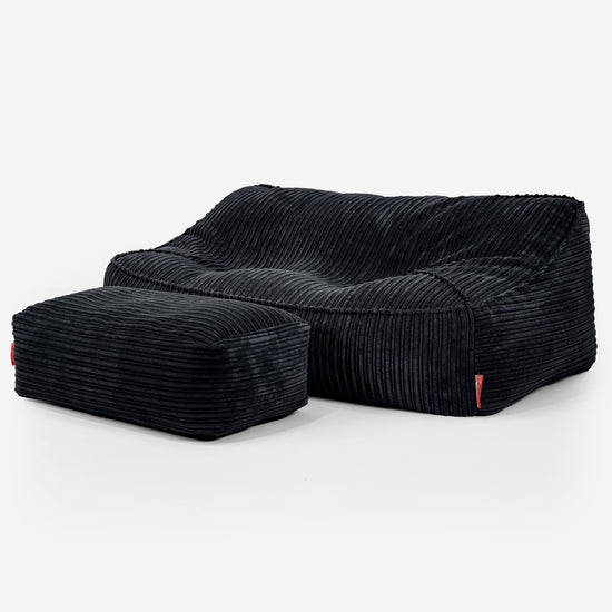 Sofa pufa Sloucher - Klasyczny sztruks Czerń 02