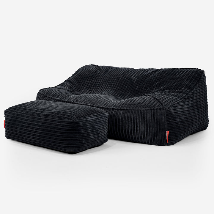 Sofa pufa Sloucher - Klasyczny sztruks Czerń 02