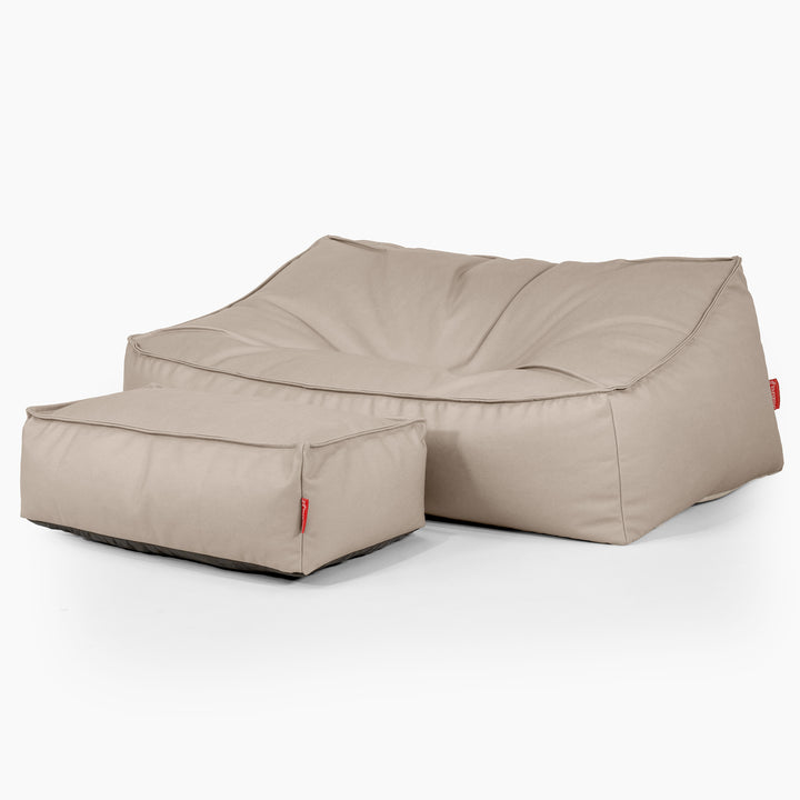 Sofa pufa Sloucher - Skóra wegańska Kość słoniowa 02