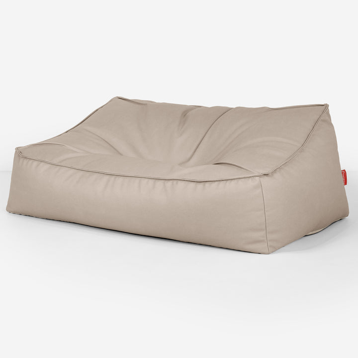 Sofa pufa Sloucher - Skóra wegańska Kość słoniowa 03