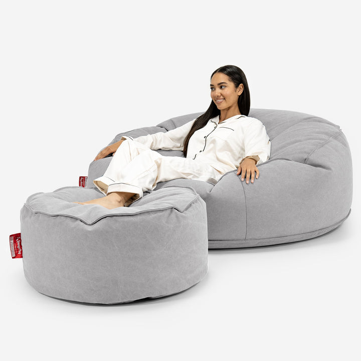 Sofa pufa XXL Mega Mammoth - Sprany dżins Cyna 02