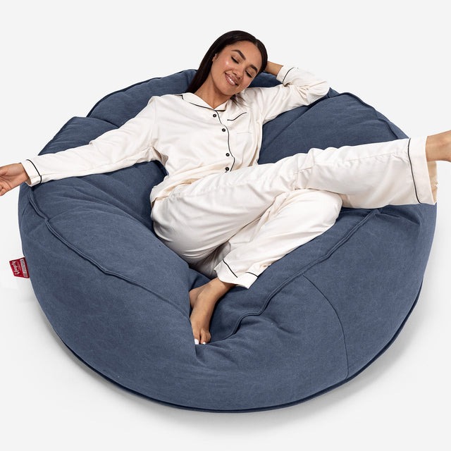 Sofa pufa XXL Mega Mammoth - Sprany dżins Granat 01