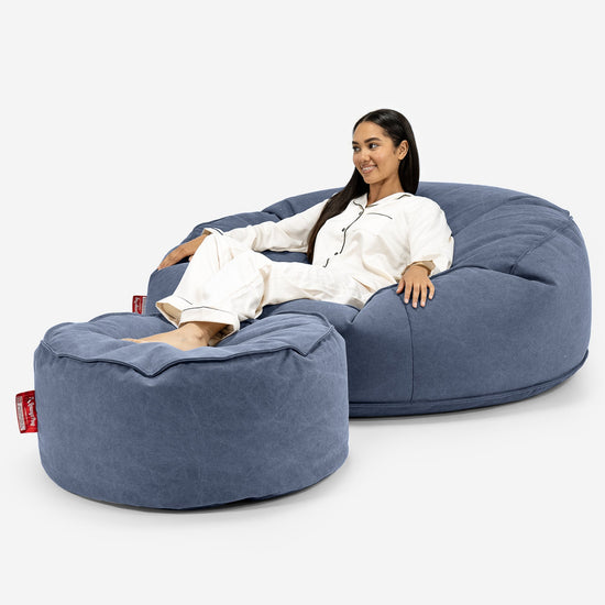 Sofa pufa XXL Mega Mammoth - Sprany dżins Granat 02