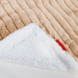 Narzuta / koc Sherpa - Sztruks ultra plusz Brzoskwinia