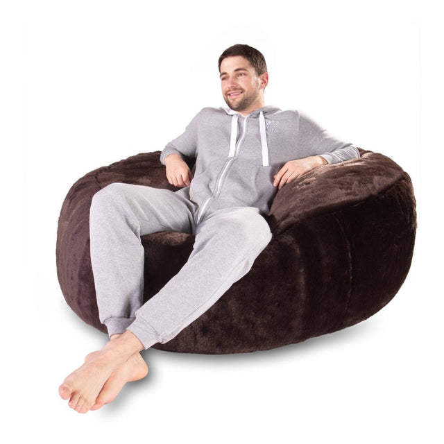Sofa pufa Mammoth - Sztuczne futerko owcze Brąz 01