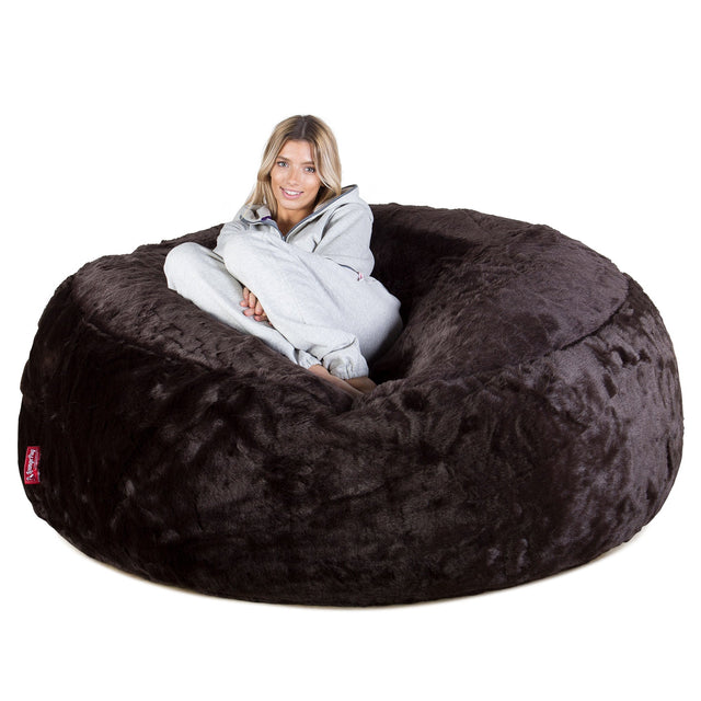 Sofa pufa XXL Mega Mammoth - Sztuczne futerko owcze Brąz 01