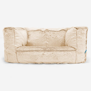 Sofa pufa dla dzieci Albert 2-6 lat - Sztuczne futerko z królika Biel