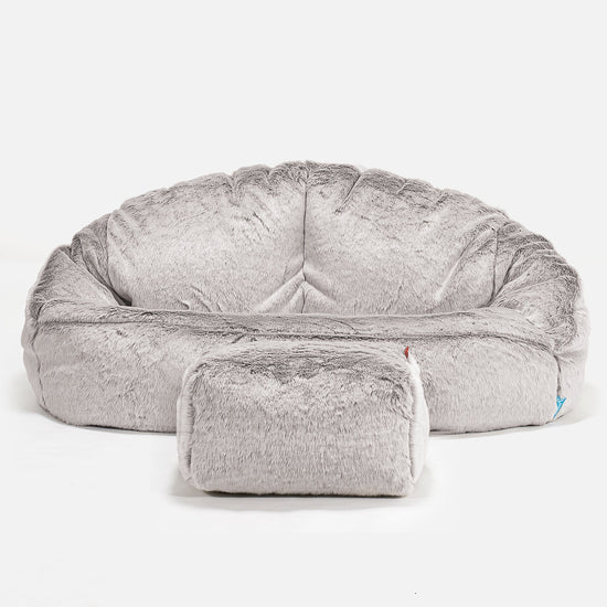 Sofa pufa dla dzieci Bubble 2-6 lat - Sztuczne futerko z królika Jasna szarość 02