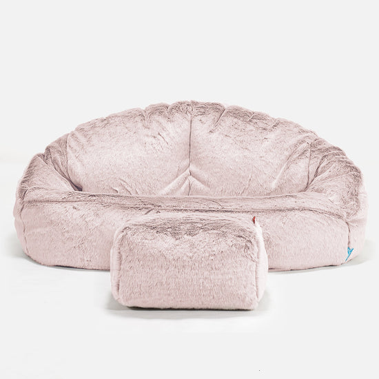 Sofa pufa dla dzieci Bubble 2-6 lat - Sztuczne futerko z królika Łosoś 02