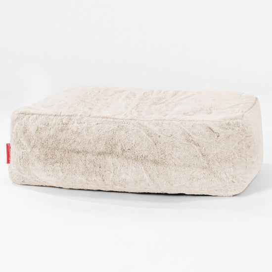 Podnóżek duży - Sztuczne futerko z królika Biel 01