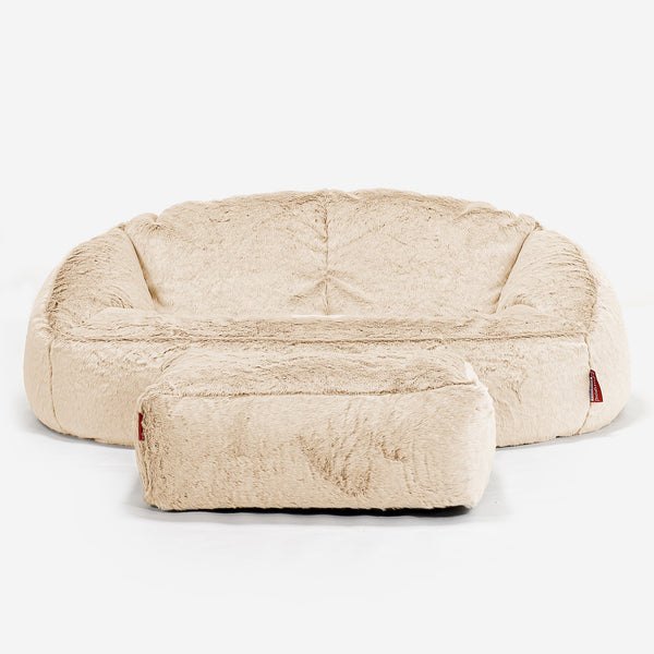 Sofa pufa Bubble - Sztuczne futerko z królika Biel 01