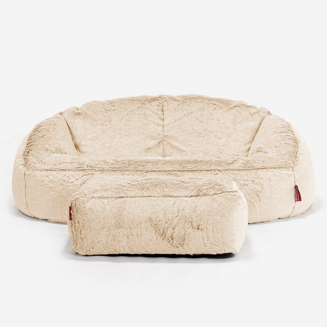 Sofa pufa Bubble - Sztuczne futerko z królika Biel 02