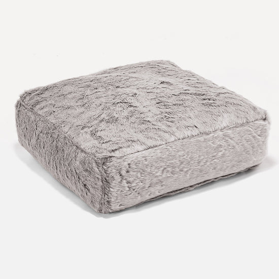 Duża poduszka podłogowa - Sztuczne futerko z królika Jasna szarość 01