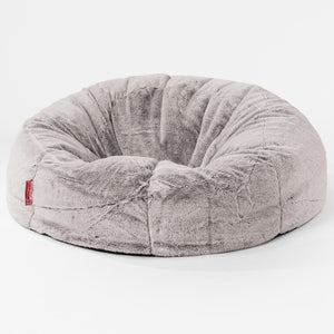 Klasyczna sofa pufa - Sztuczne futerko z królika Jasna szarość
