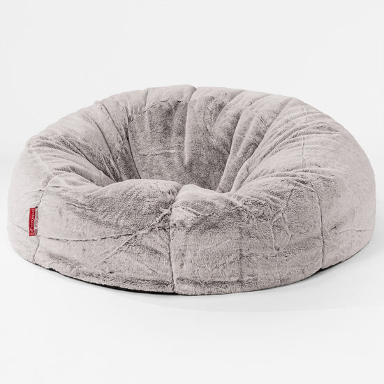 Klasyczna sofa pufa - Sztuczne futerko z królika Jasna szarość 01