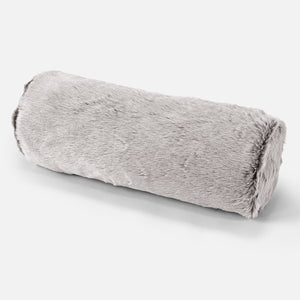Poszewka na poduszkę ozdobna wałek 20 x 55cm - Sztuczne futerko z królika Jasna szarość