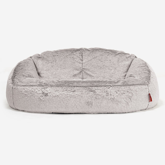 Sofa pufa Bubble - Sztuczne futerko z królika Jasna szarość 01