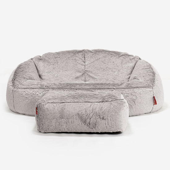 Sofa pufa Bubble - Sztuczne futerko z królika Jasna szarość 02