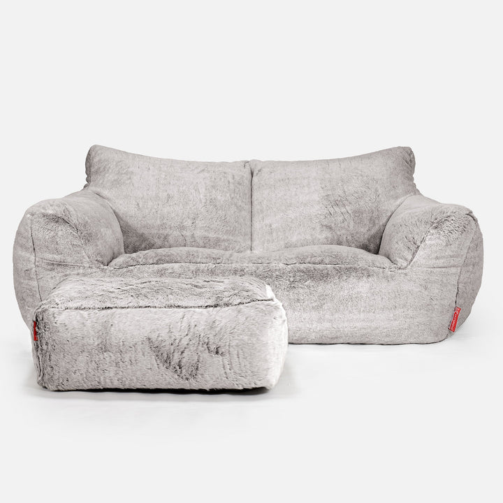 Sofa pufa Josephine - Sztuczne futerko z królika Jasna szarość 02
