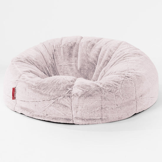 Klasyczna sofa pufa - Sztuczne futerko z królika Łosoś 01